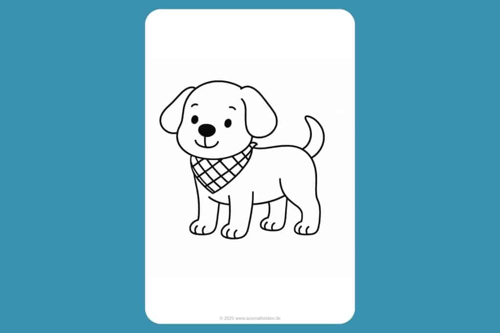 Hunde Ausmalbild ab 2 Jahre - Hund mit Halstuch