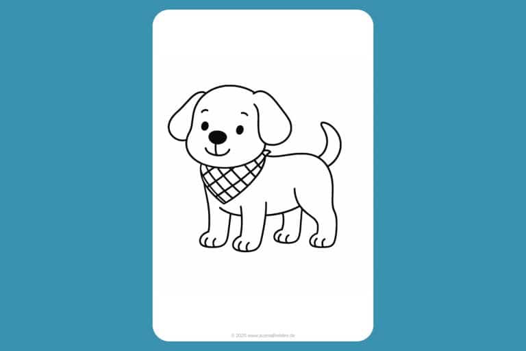 Hunde Ausmalbild ab 2 Jahre - Hund mit Halstuch