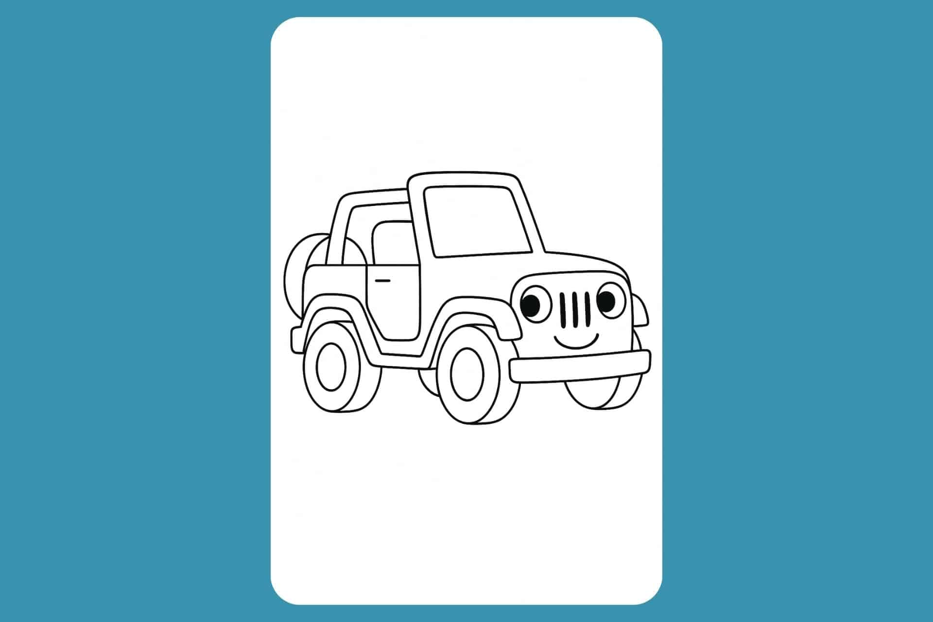 Auto Ausmalbild ab 2 Jahre - Jeep mit Ersatzrad hinten