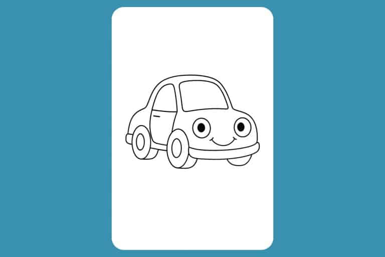 Auto Ausmalbild ab 2 Jahre - Kleines Auto mit Augen und Lächeln