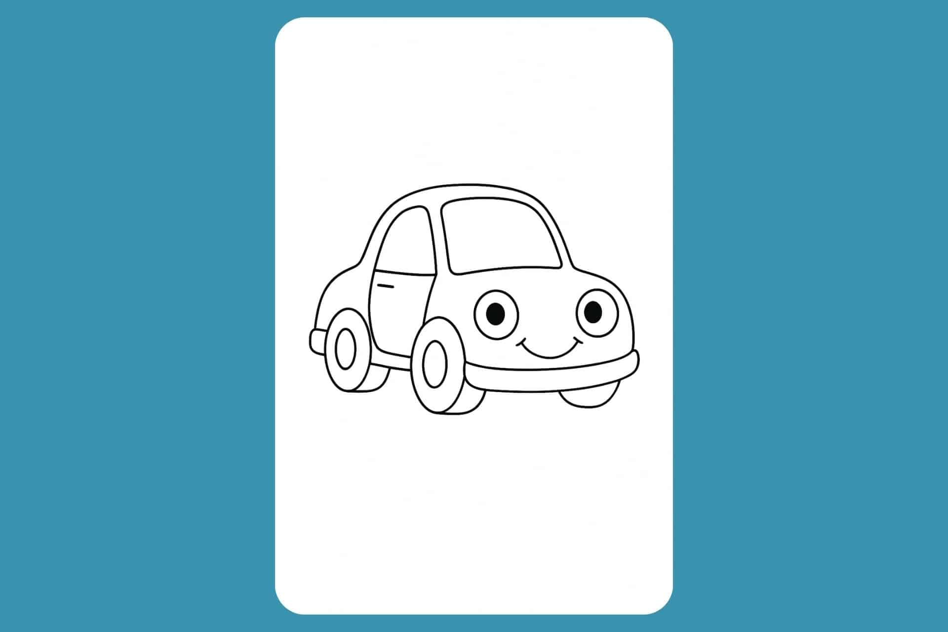 Auto Ausmalbild ab 2 Jahre - Kleines Auto mit Augen und Lächeln