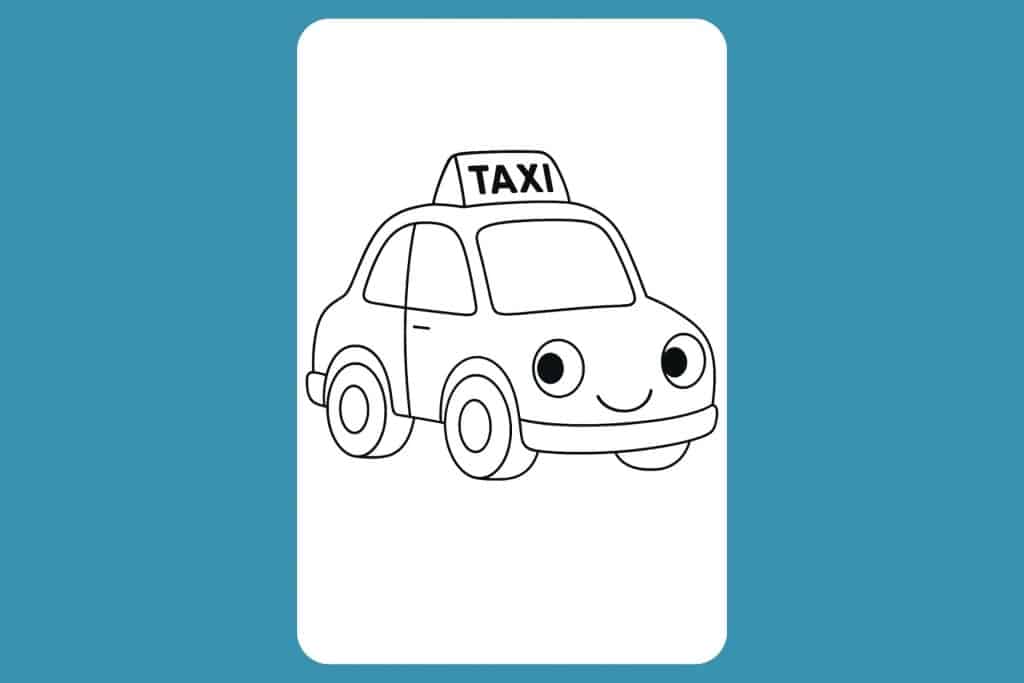 Auto Ausmalbild ab 2 Jahre - Taxi mit Dachzeichen
