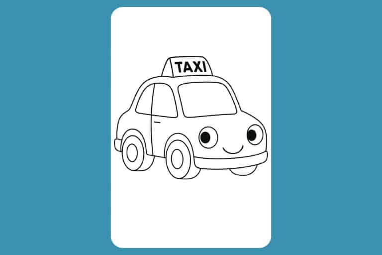 Auto Ausmalbild ab 2 Jahre - Taxi mit Dachzeichen