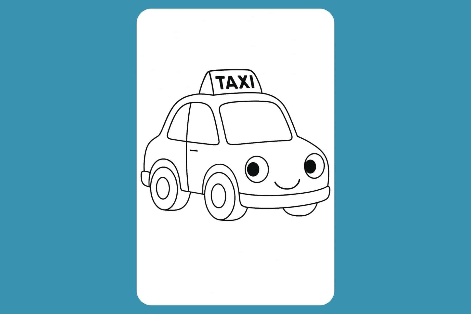 Auto Ausmalbild ab 2 Jahre - Taxi mit Dachzeichen