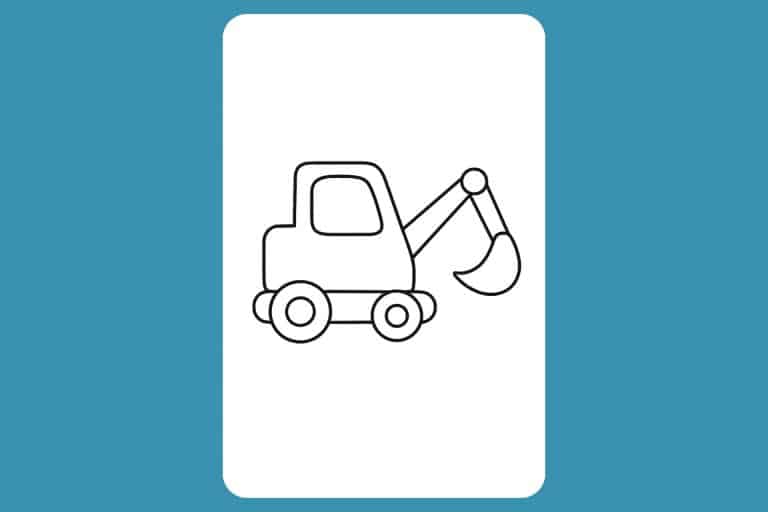 Bagger Ausmalbild ab 2 Jahre - Einfacher Bagger mit Schaufel vorne