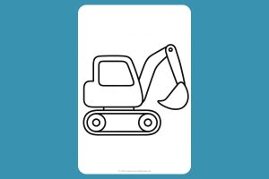 Bagger Ausmalbild ab 2 Jahre - Raupenbagger mit Kettenlaufwerk