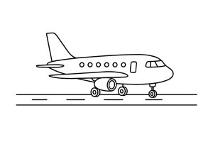 Flugzeug Ausmalbild ab 2 Jahre - Flugzeug auf der Landebahn