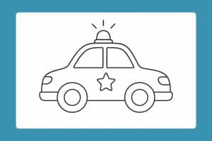 Polizei Ausmalbild ab 2 Jahre - Einfaches Polizeiauto mit Blaulicht