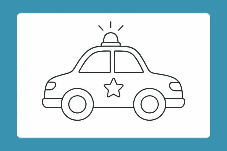 Polizei Ausmalbild ab 2 Jahre - Einfaches Polizeiauto mit Blaulicht