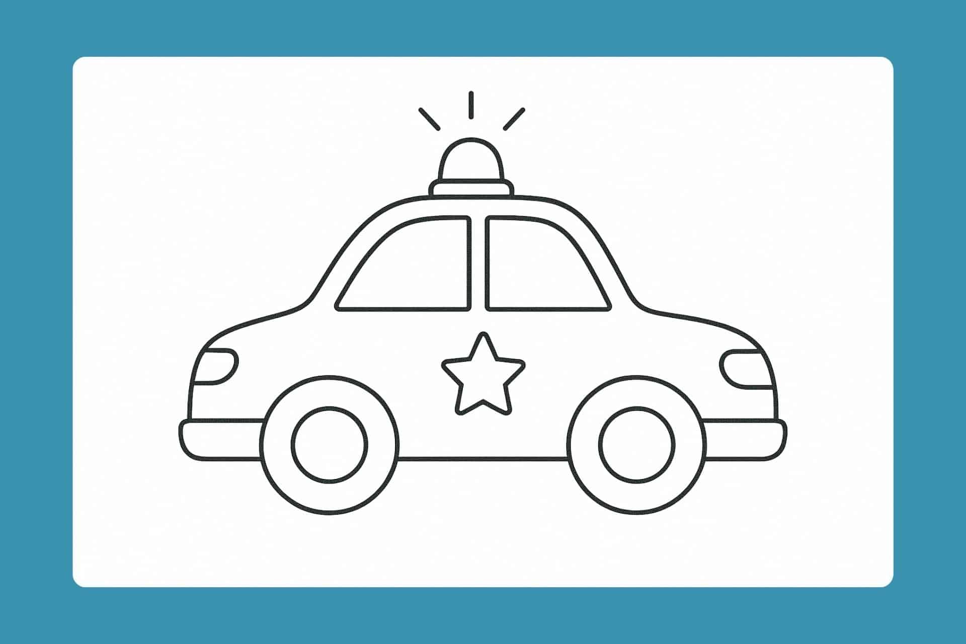 Polizei Ausmalbild ab 2 Jahre - Einfaches Polizeiauto mit Blaulicht