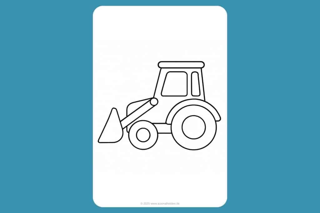 Traktor Ausmalbild ab 2 Jahre - Baustellen-Traktor mit Frontlader