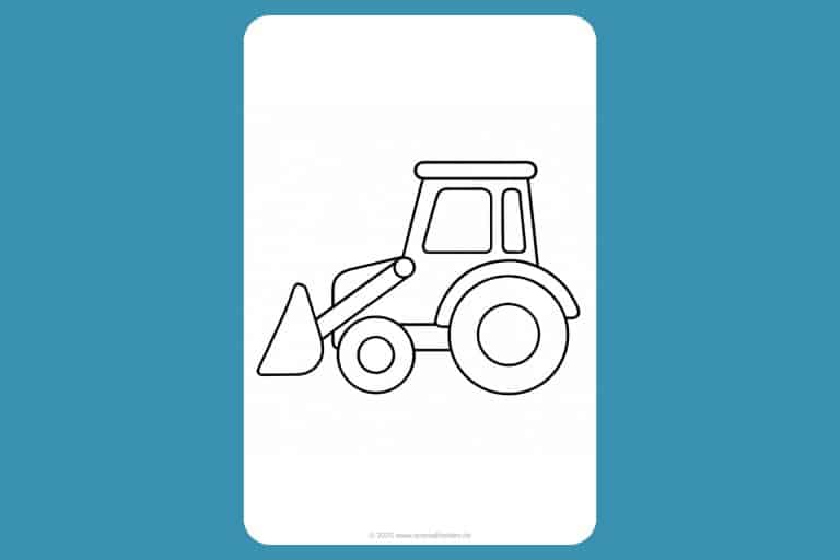 Traktor Ausmalbild ab 2 Jahre - Baustellen-Traktor mit Frontlader