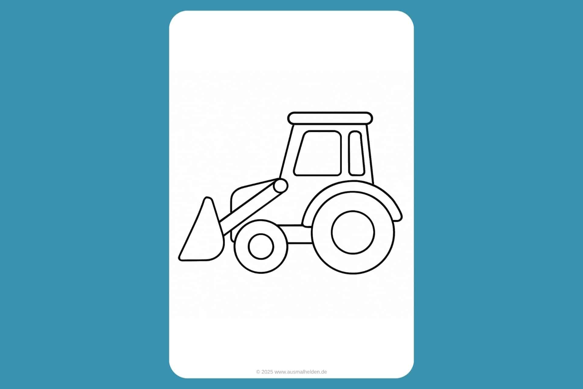 Traktor Ausmalbild ab 2 Jahre - Baustellen-Traktor mit Frontlader