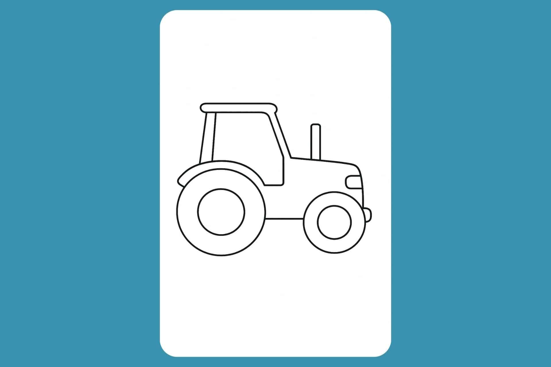 Traktor Ausmalbild ab 2 Jahre - Einfacher Traktor von der Seite