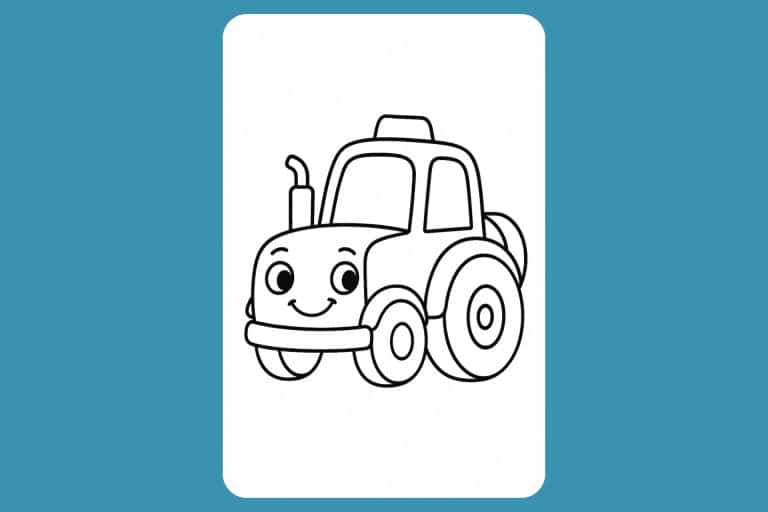 Traktor Ausmalbild ab 2 Jahre - Fröhlicher Traktor mit Gesicht
