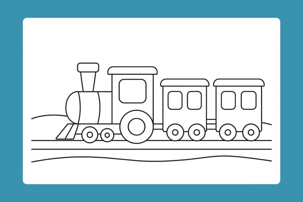 Zug Ausmalbild ab 2 Jahre - Kleiner Zug mit zwei Waggons