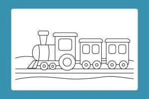 Zug Ausmalbild ab 2 Jahre - Kleiner Zug mit zwei Waggons