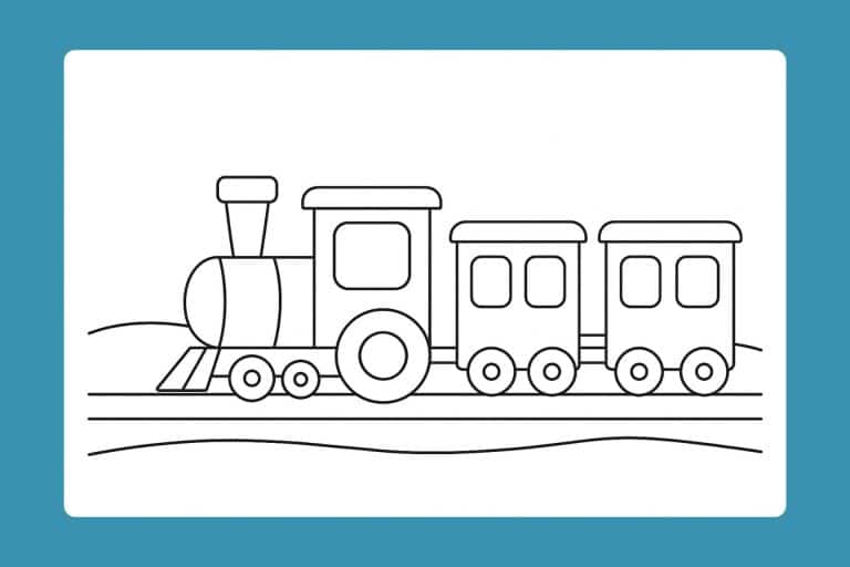 Zug Ausmalbild ab 2 Jahre - Kleiner Zug mit zwei Waggons