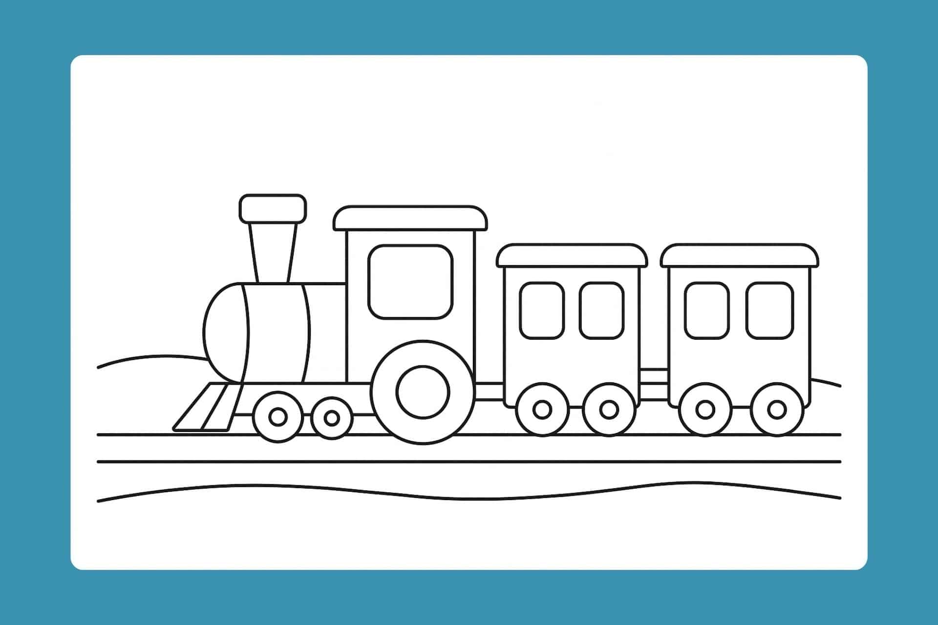 Zug Ausmalbild ab 2 Jahre - Kleiner Zug mit zwei Waggons
