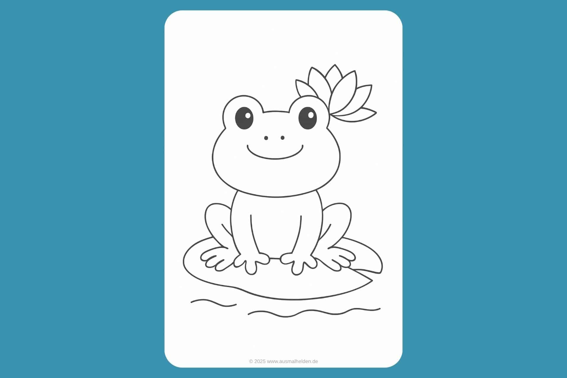 Dschungeltiere Ausmalbild ab 2 Jahre - Lustiger Frosch auf einem Seerosenblatt