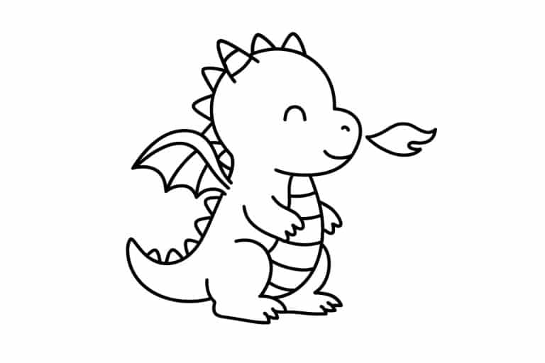 Drachen Ausmalbild ab 2 Jahre - Drache mit kleinem Feuerstoß