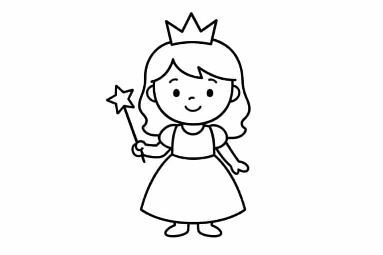 Prinzessinnen Ausmalbild ab 2 Jahre - Prinzessin mit Zauberstab