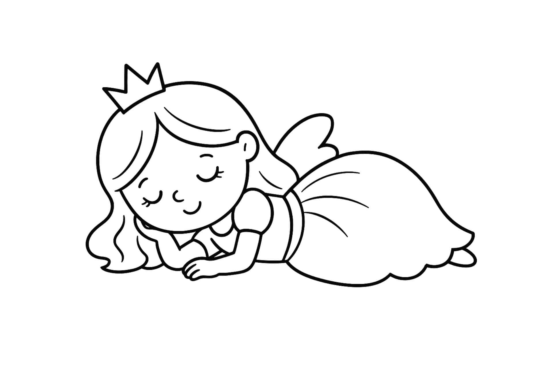 Prinzessinnen Ausmalbild ab 2 Jahre - Schlafende Prinzessin