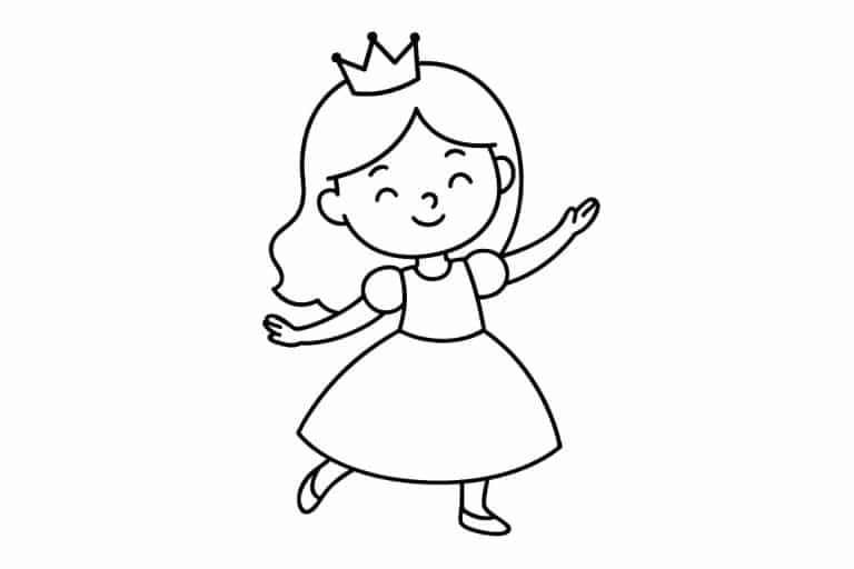 Prinzessinnen Ausmalbild ab 2 Jahre - Tanzende Prinzessin im Kleid