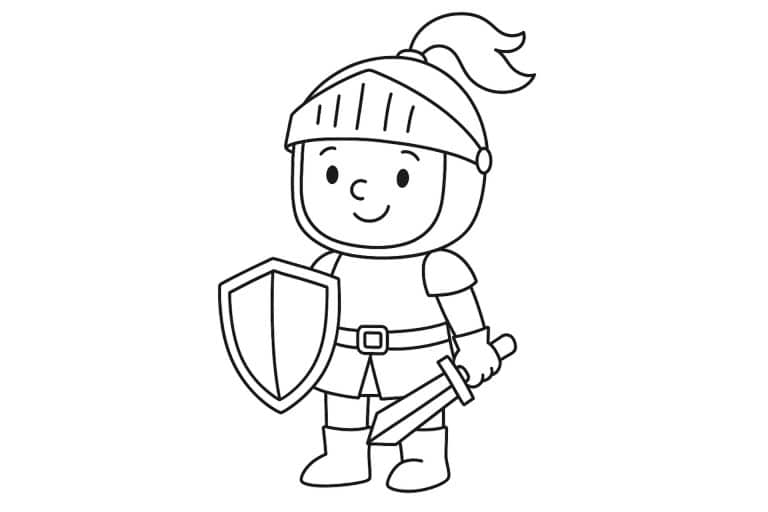 Ritter Ausmalbild ab 2 Jahre - Ritter mit Schild