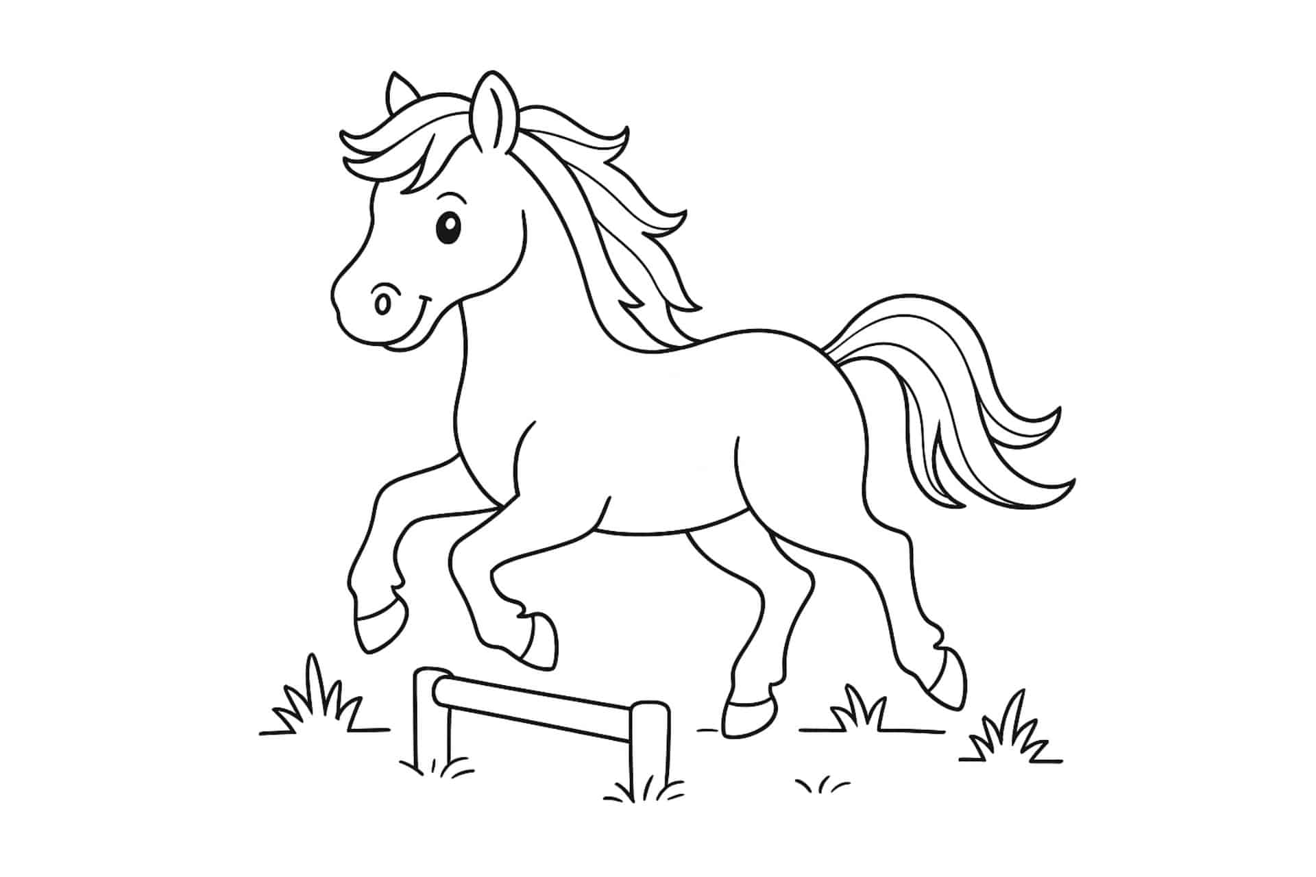 Pferde Ausmalbild ab 4 Jahre - Springendes Pferd