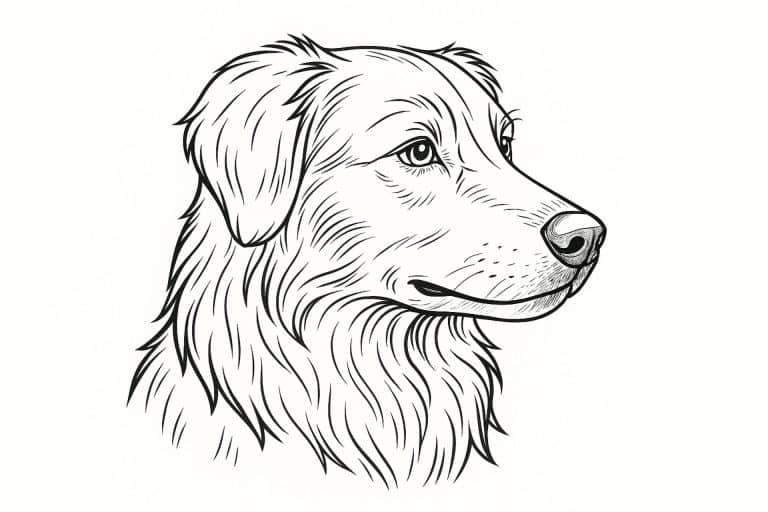 Hunde Ausmalbild ab 11 Jahre - Realistischer Hund im Porträt