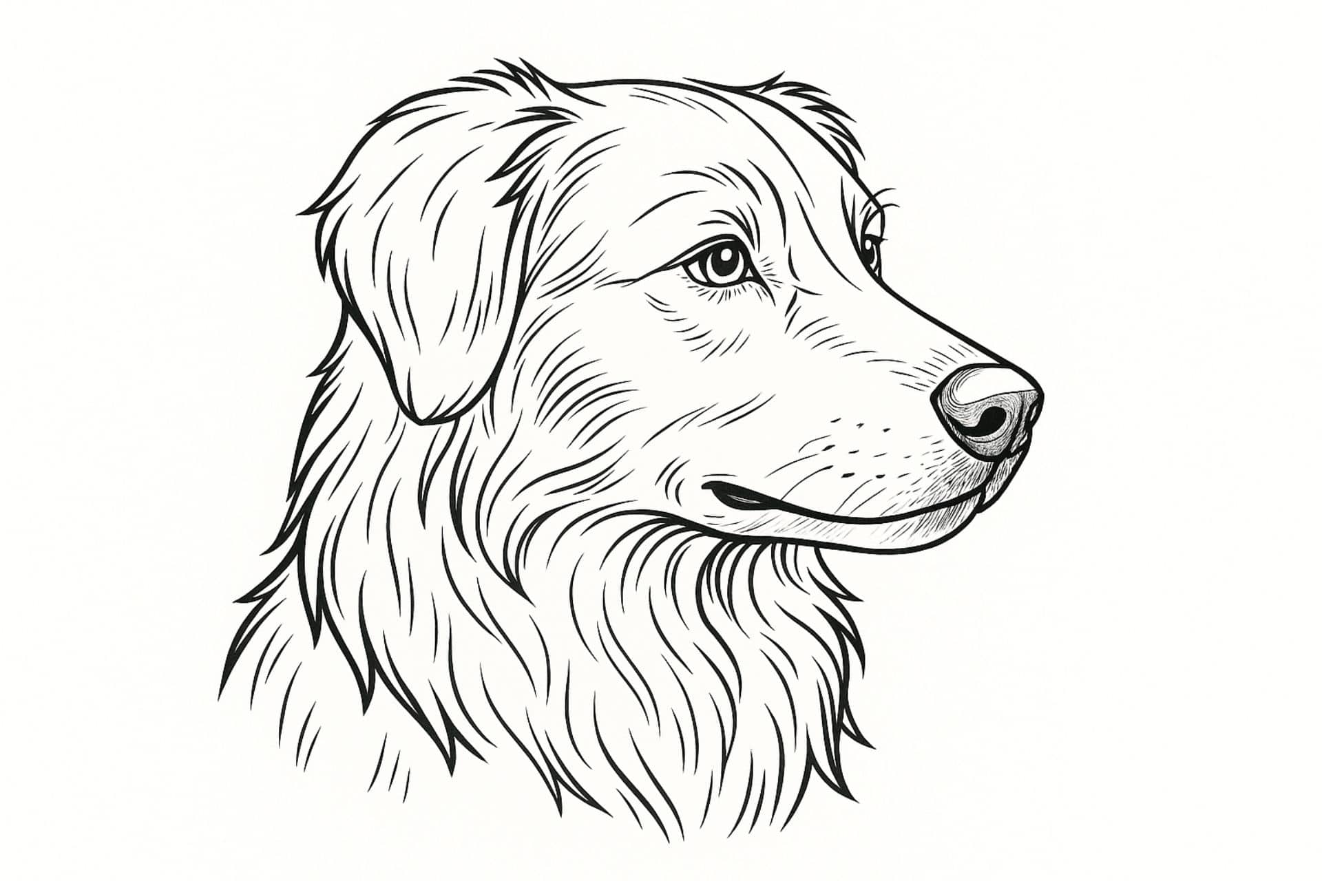 Hunde Ausmalbild ab 11 Jahre - Realistischer Hund im Porträt