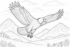 Vögel Ausmalbild ab 11 Jahre - Adler über den Bergen