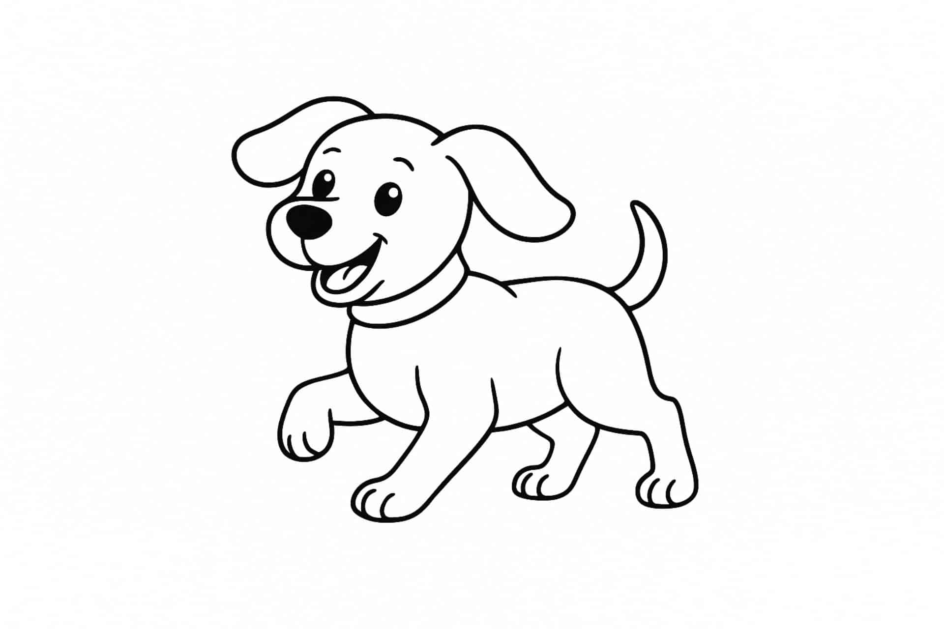 Hunde Ausmalbild ab 4 Jahre - Laufender Hund mit Schlappohren