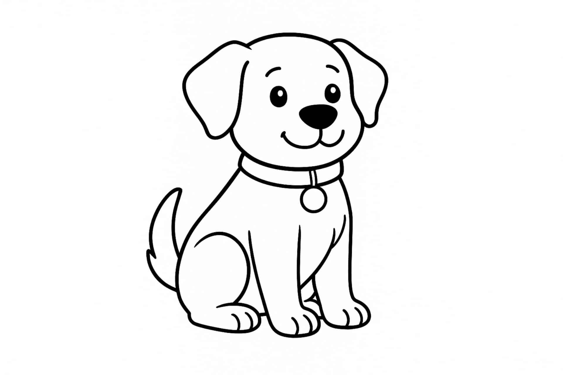 Hunde Ausmalbild ab 4 Jahre - Sitzender Hund mit Halsband
