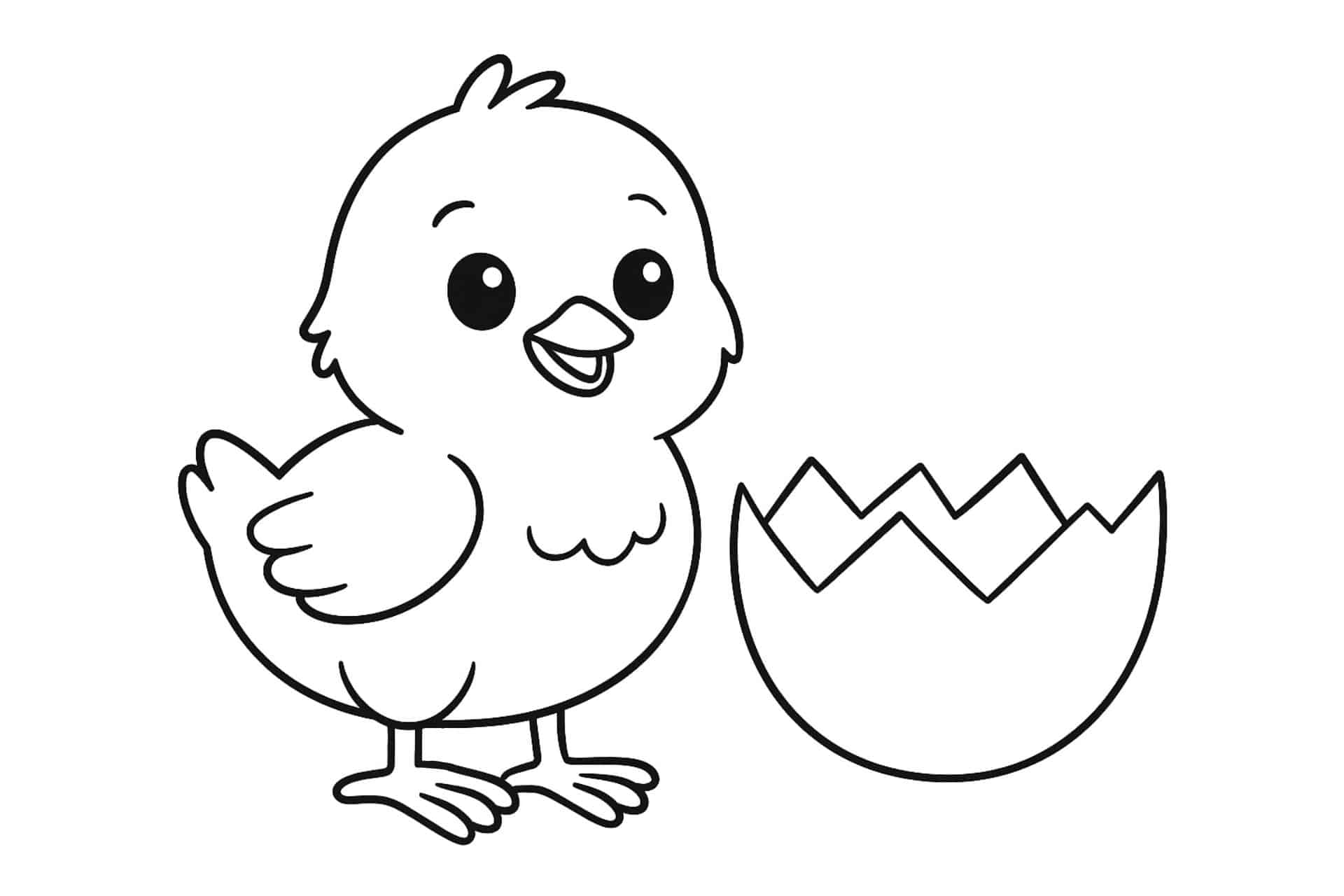 Vögel Ausmalbild ab 4 Jahre - Küken neben einem Ei