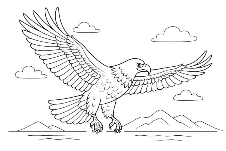 Vögel Ausmalbild ab 8 Jahre - Adler im Flug