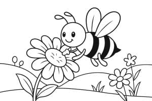 Insekten Ausmalbild ab 4 Jahre - Biene beim Honigsammeln