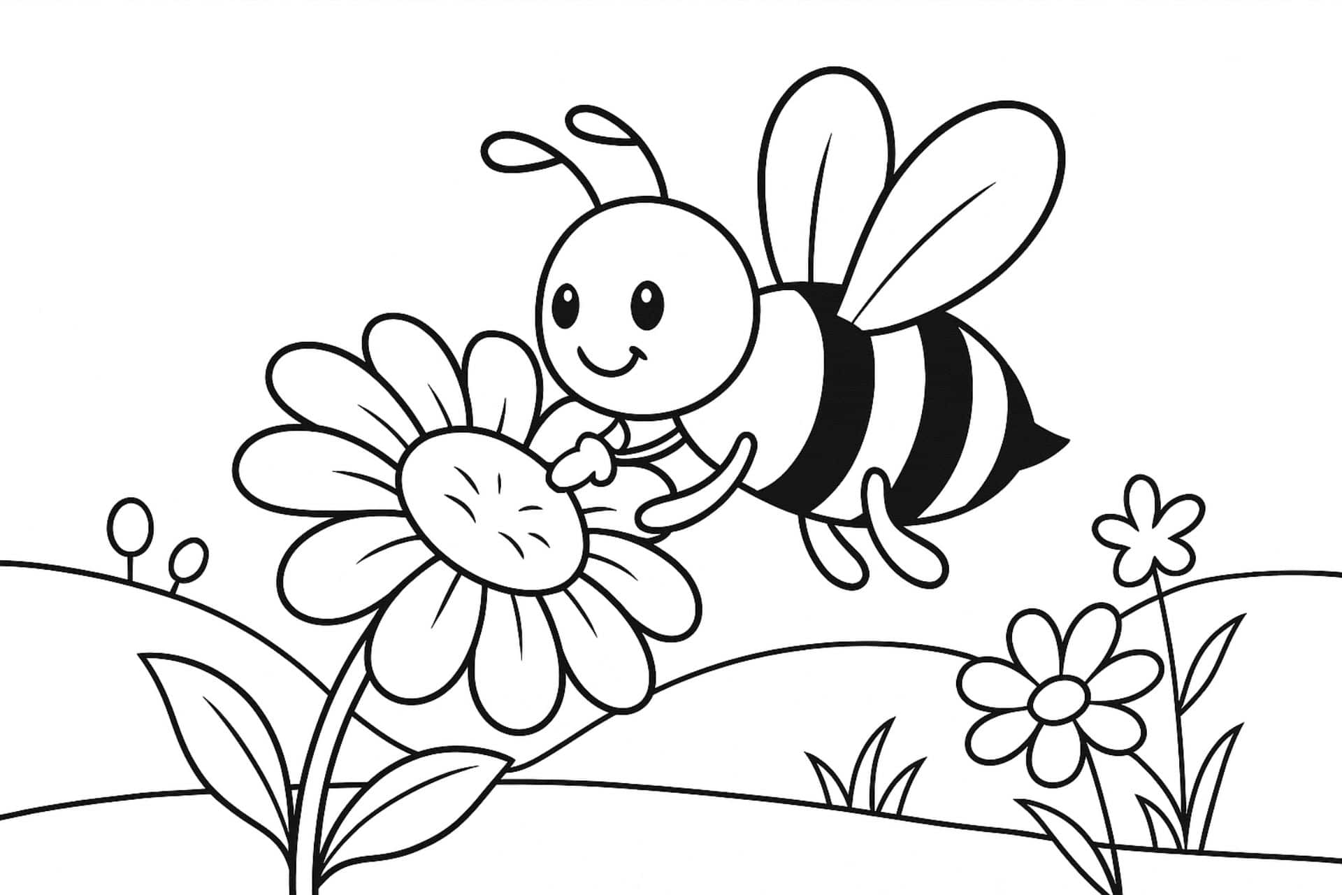 Insekten Ausmalbild ab 4 Jahre - Biene beim Honigsammeln