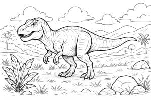 T-Rex im Grasland – Ausmalbild ab 8 Jahren