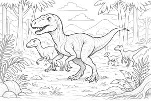 Velociraptor Rudel – Ausmalbild ab 8 Jahren
