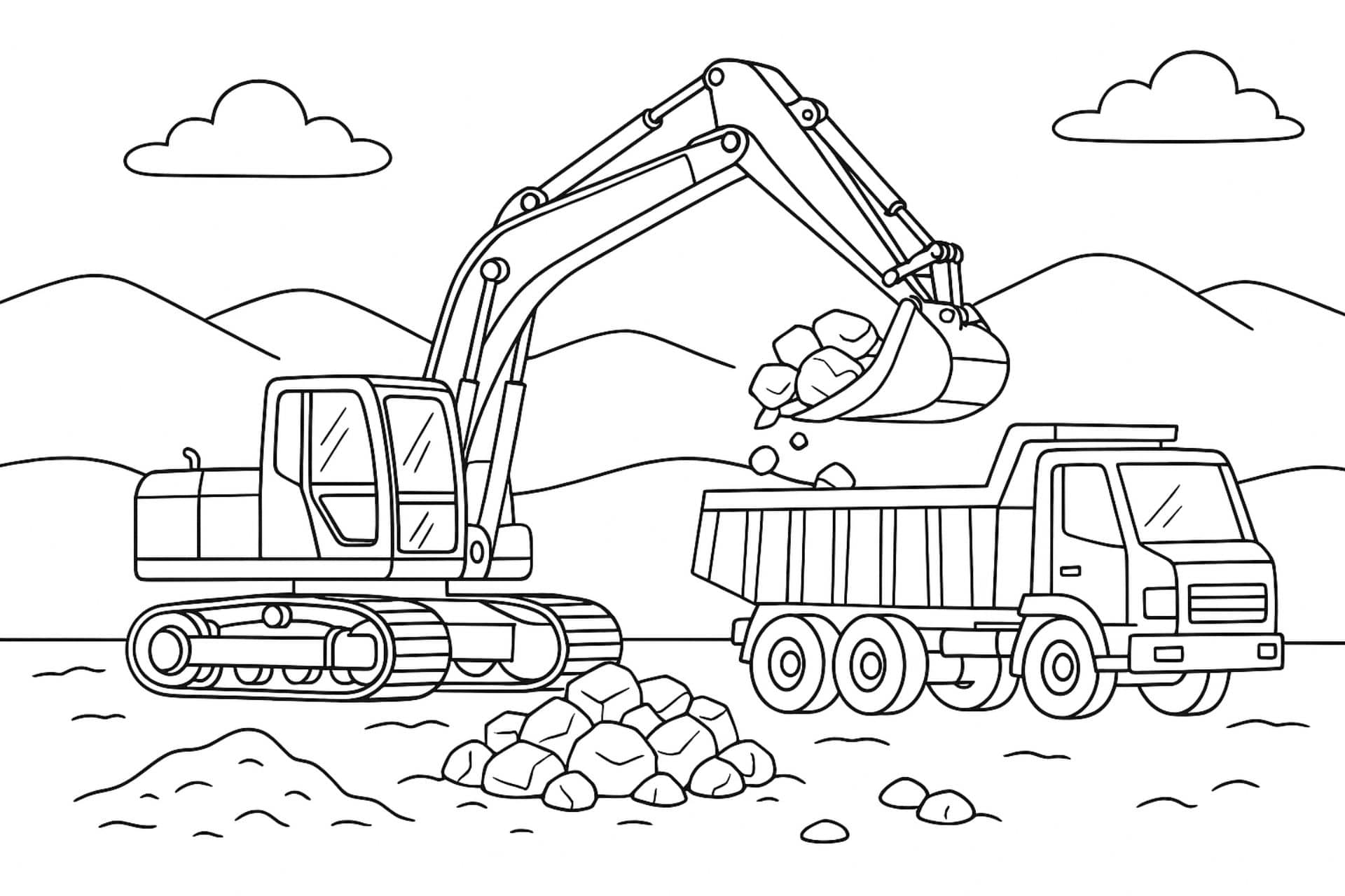 Bagger Ausmalbilder ab 6 Jahre