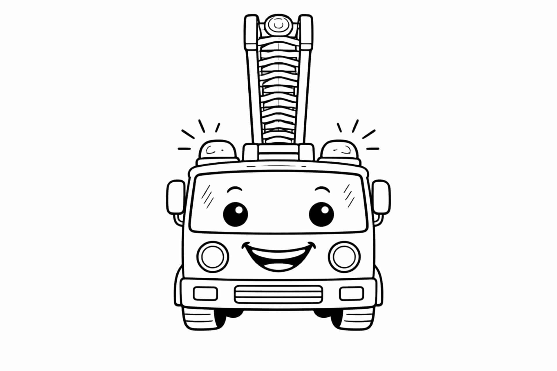 Feuerwehrauto mit Drehleiter – Ausmalbild für Kinder ab 4 Jahren