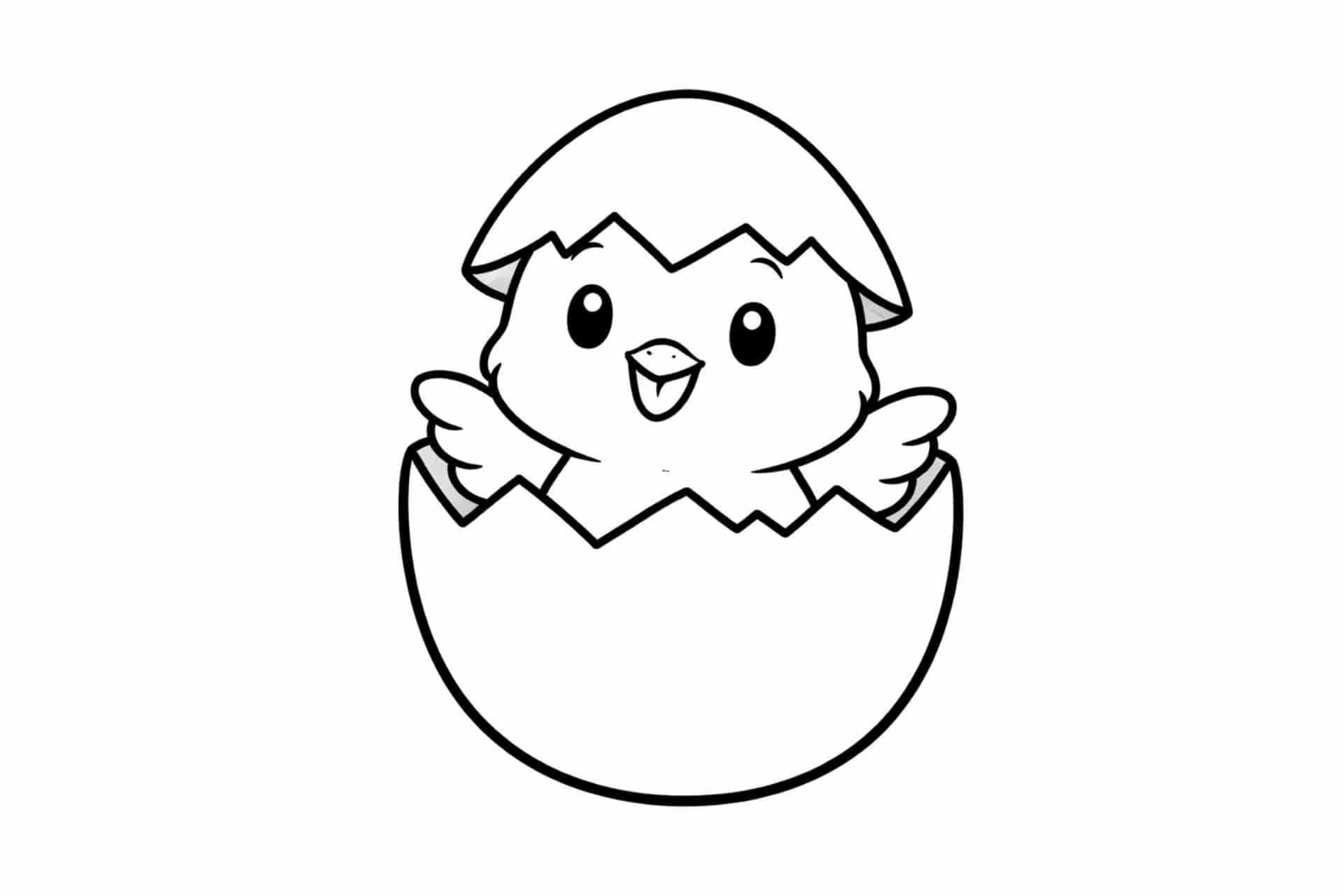 Küken schlüpft aus Ei – Einfaches Ausmalbild ab 2 Jahren