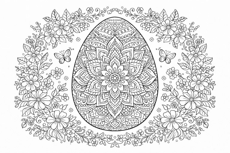 Oster-Mandala mit Frühlingsornamenten – Ausmalbild ab 8 Jahren