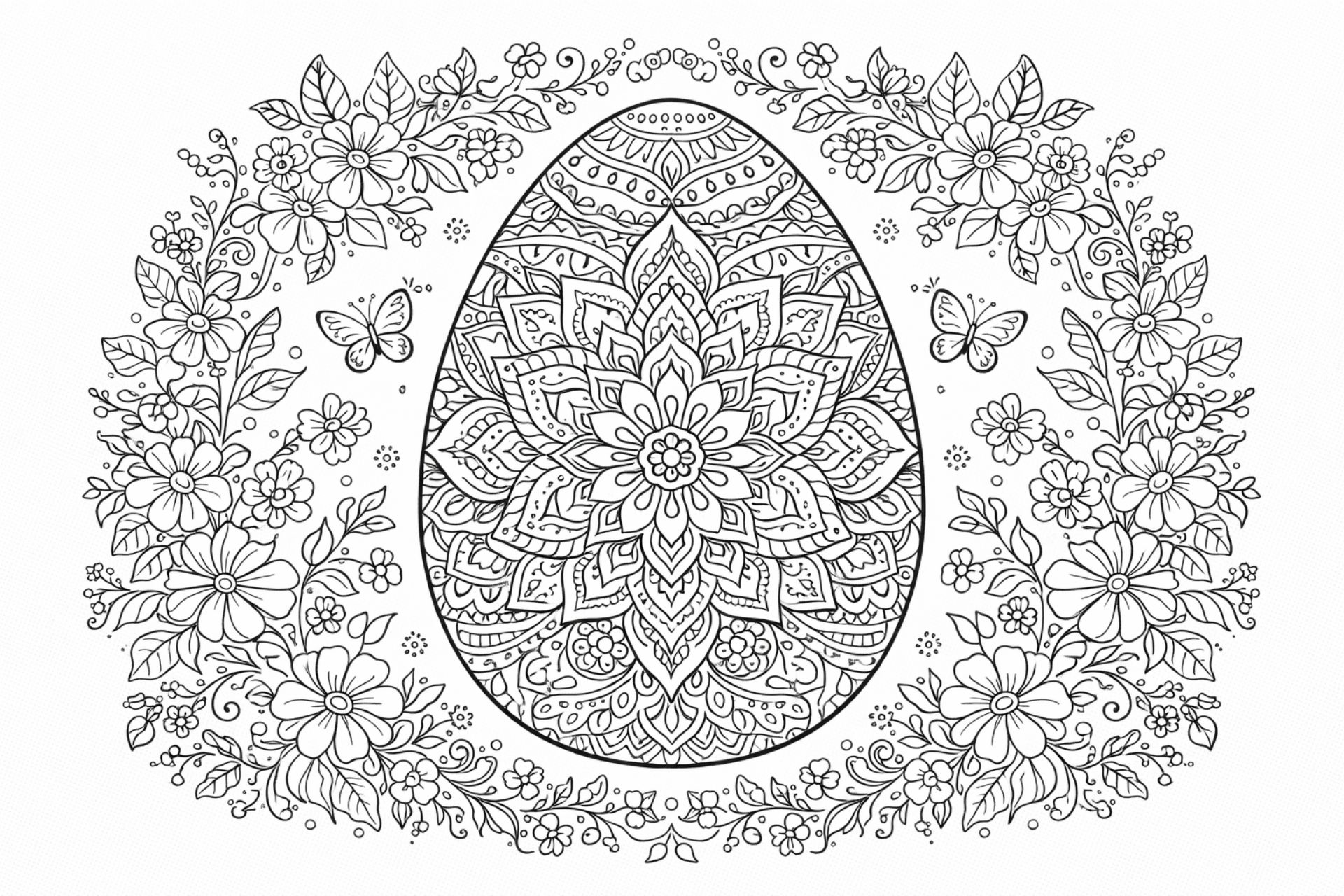 Oster-Mandala mit Frühlingsornamenten – Ausmalbild ab 8 Jahren