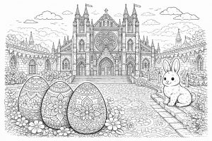 Osterkathedrale mit Vorplatz – Ausmalbild ab 8 Jahren