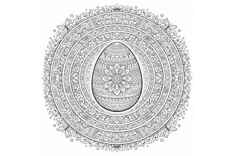 Großes Oster Mandala – Ausmalbild ab 11 Jahren