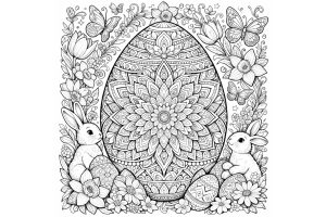Großes Oster-Mandala – Ausmalbild ab 11 Jahren