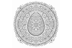 Doppeltes Oster-Mandala – Ausmalbild ab 11 Jahren